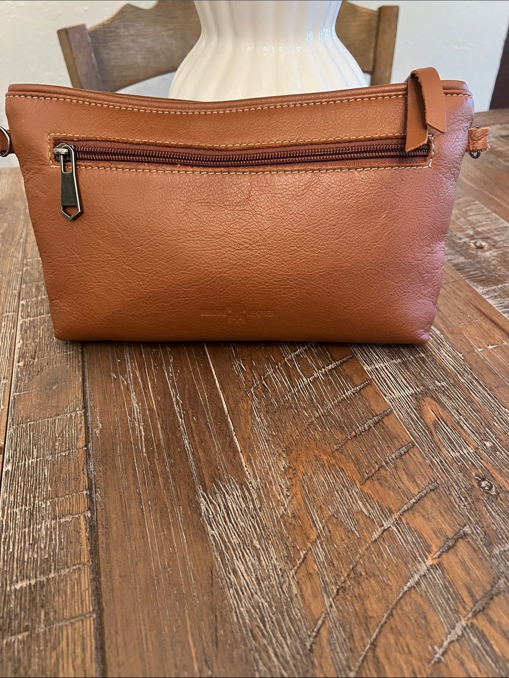 Spotted Cowhide Cosmetic Pouch in White and Brown - Unbranded Leather - Picture 4 of 10